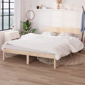 Estructura de cama doble sin colchón madera