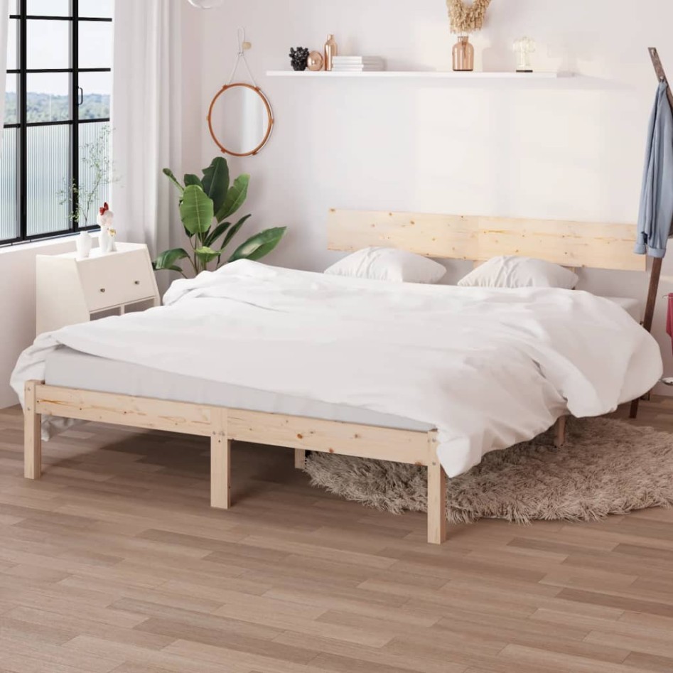Estructura de cama doble sin colchón madera