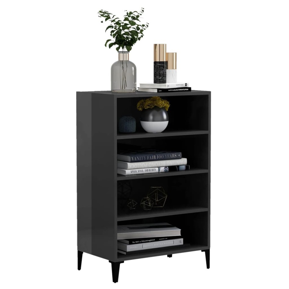 Aparador de madera contrachapada gris brillante 57x35x90