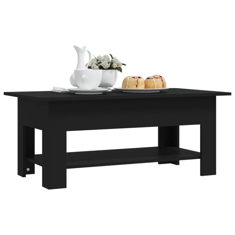 Mesa de centro madera de ingeniería negra 102x55x42