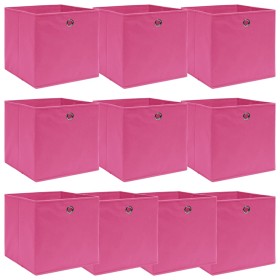 Cajas de almacenaje 10 uds tela rosa 32x32x32
