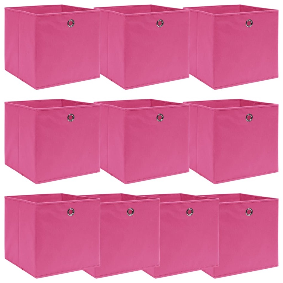 Cajas de almacenaje 10 uds tela rosa 32x32x32