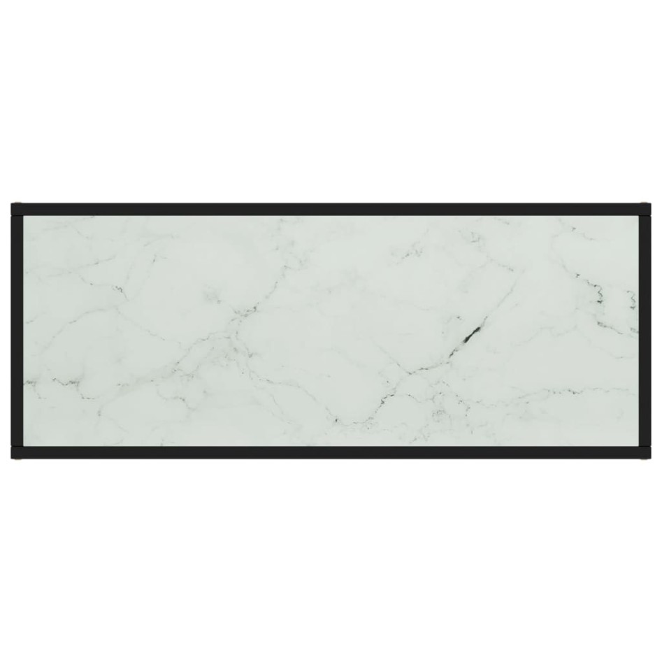 Mueble para TV negro con vidrio de mármol blanco 100x40x40