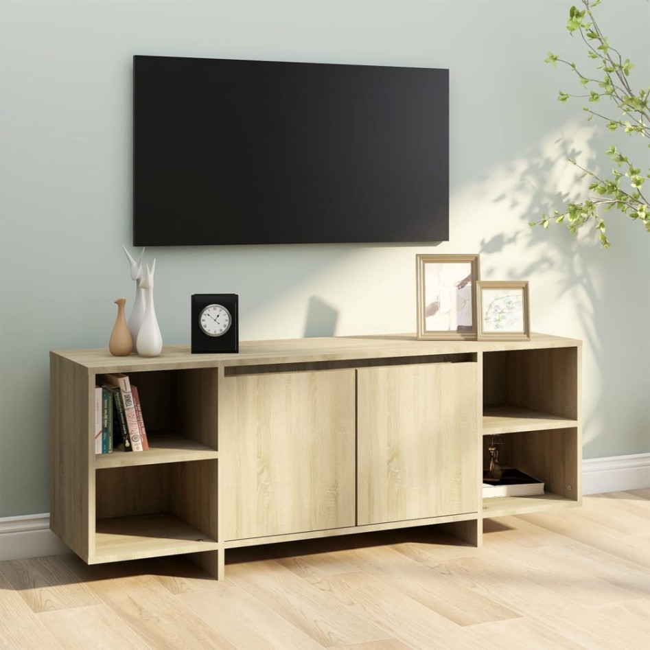 Mueble para TV madera contrachapada roble Sonoma 130x35x50