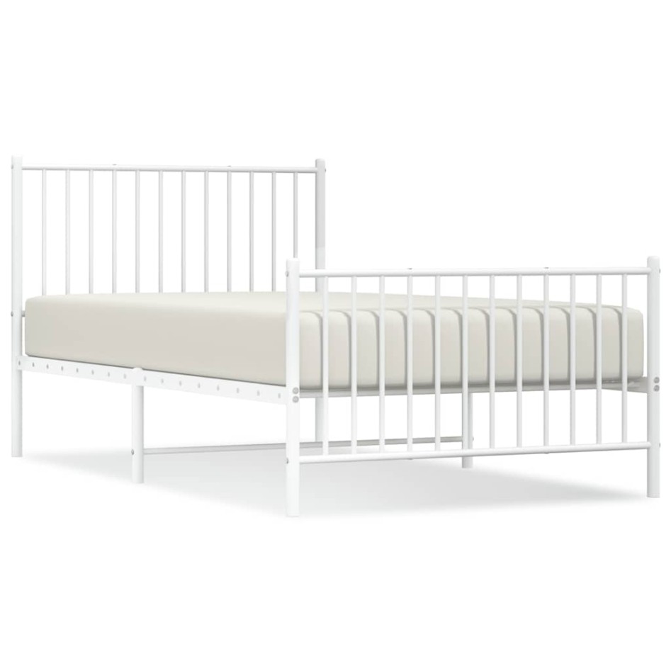 Estructura cama sin colchón con estribo metal blanco 100x190