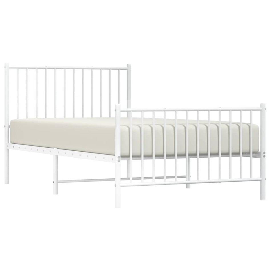 Estructura cama sin colchón con estribo metal blanco 100x190