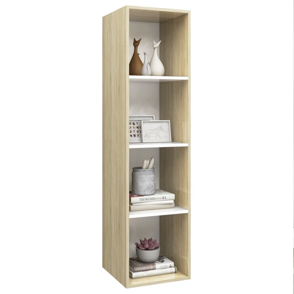 Mueble TV pared madera contrachapada blanco roble