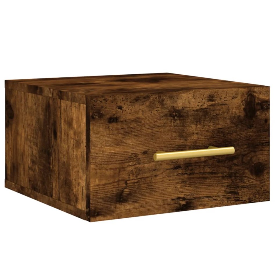 Mesitas de noche de pared 2 uds color roble ahumado 35x35x20