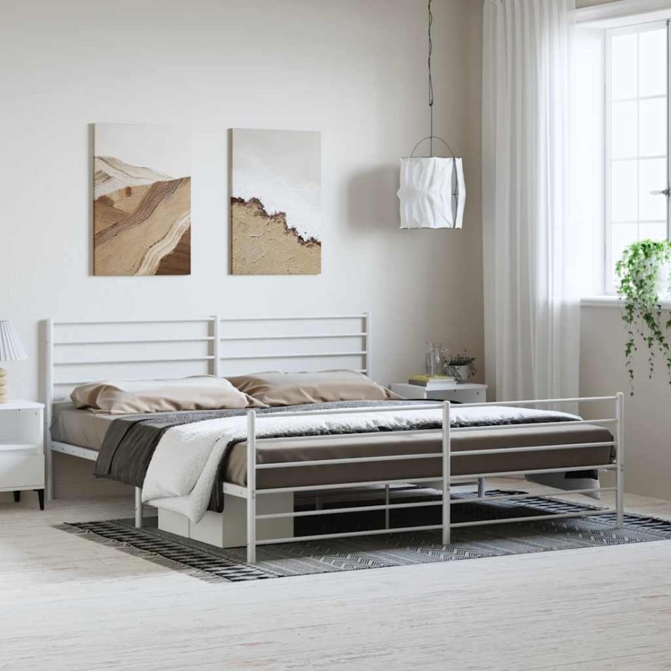 Estructura cama sin colchón con estribo metal blanco 183x213
