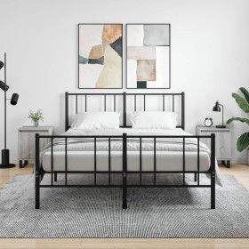 Mesita de noche 2 uds madera ingeniería gris Sonoma 40x30x50