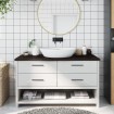 Encimera de baño madera tratada marrón oscuro 100x30x(2-4) cm