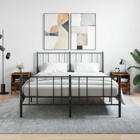 Mesita noche 2 uds madera ingeniería roble ahumado