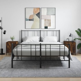 Mesitas noche 2 uds madera ingeniería roble ahumado 40x40x50