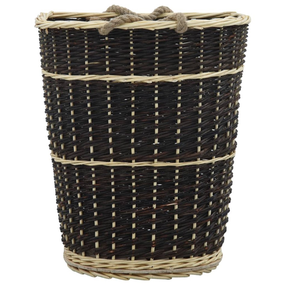 Cesto para leña con correas transporte sauce natural