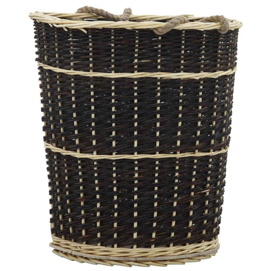 Cesto para leña con correas transporte sauce natural