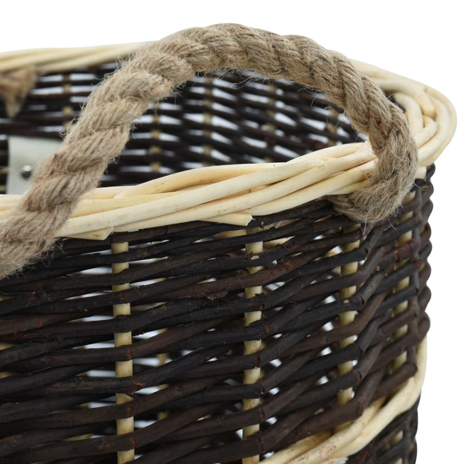 Cesto para leña con correas transporte sauce natural