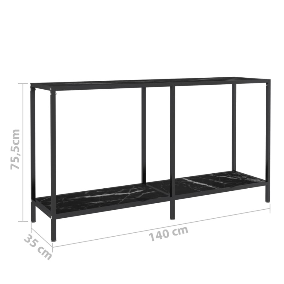 Mesa de consola vidrio templado negro 140x35x75,5