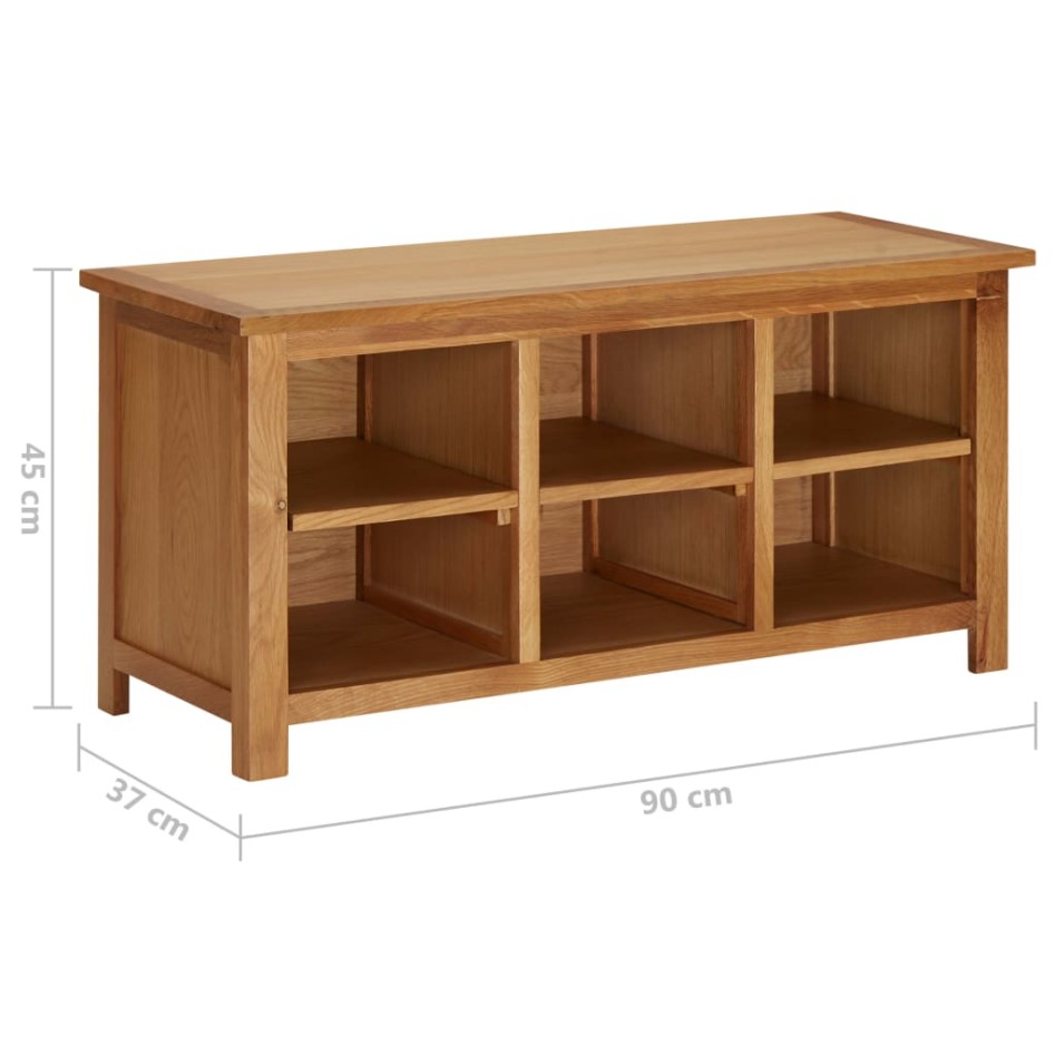 Mueble zapatero de madera maciza de roble 90x37x45