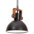 Lámpara colgante industrial redonda 25 W negra 30 cm
