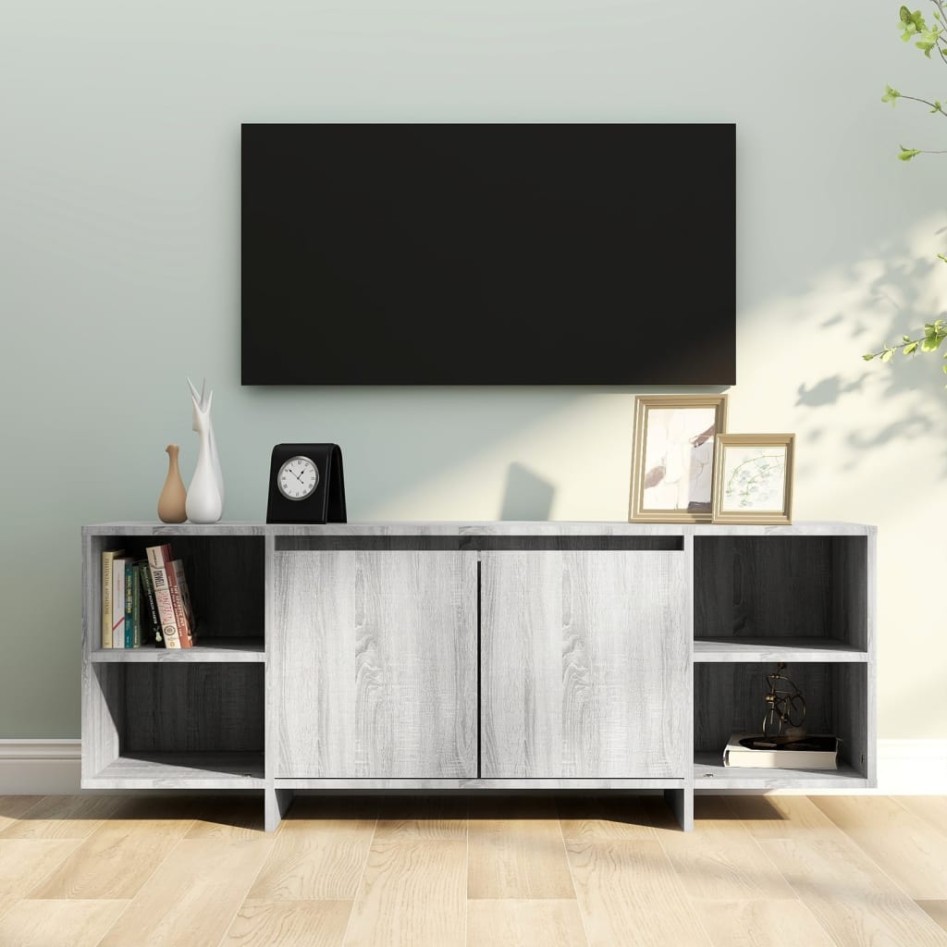 Mueble de TV madera de ingeniería gris Sonoma 130x35x50