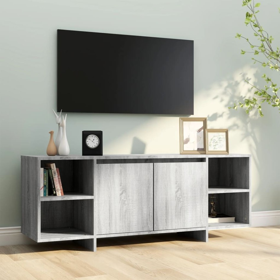 Mueble de TV madera de ingeniería gris Sonoma 130x35x50