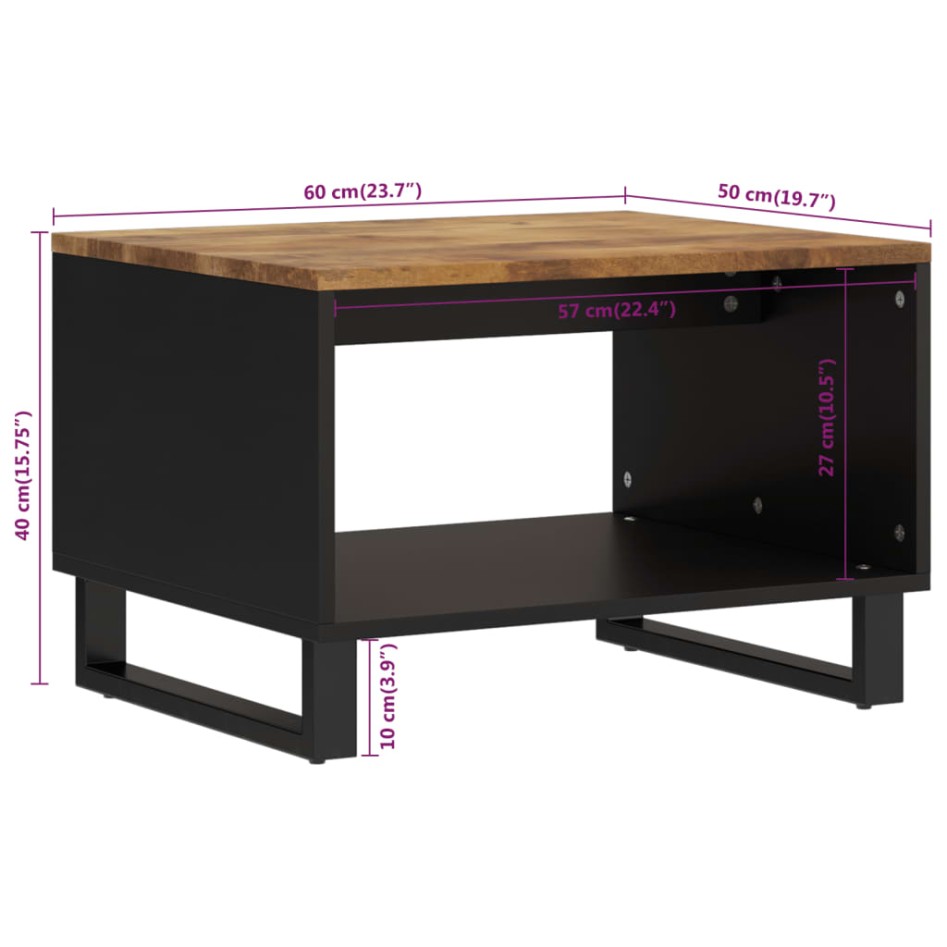 Mesa de centro de madera maciza mango 60x50x40