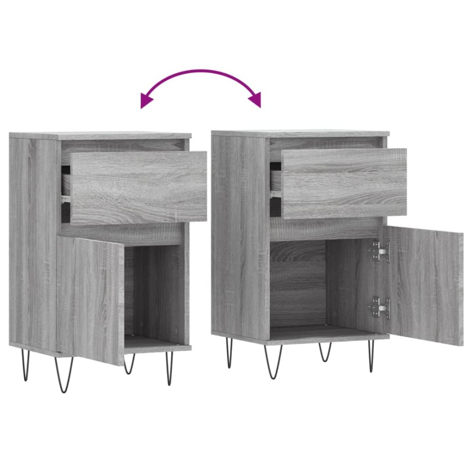 Aparadores 2 uds madera de ingeniería gris Sonoma 40x35x70