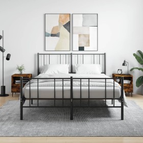 Mesita noche 2 uds madera ingeniería roble ahumado