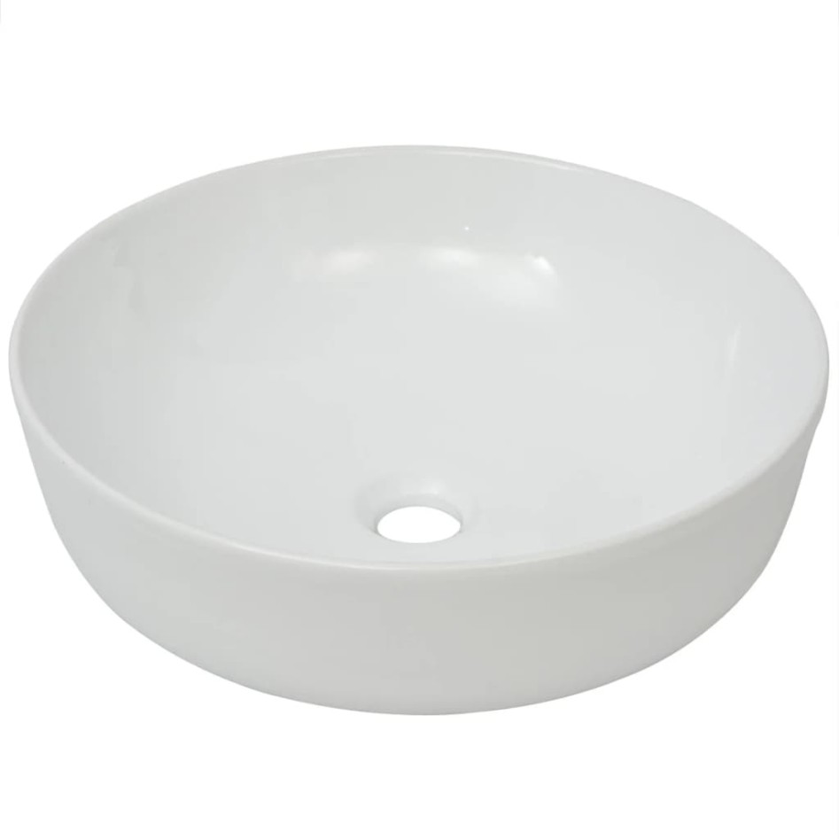 Lavabo redondo de cerámica blanco 41,5x13,5