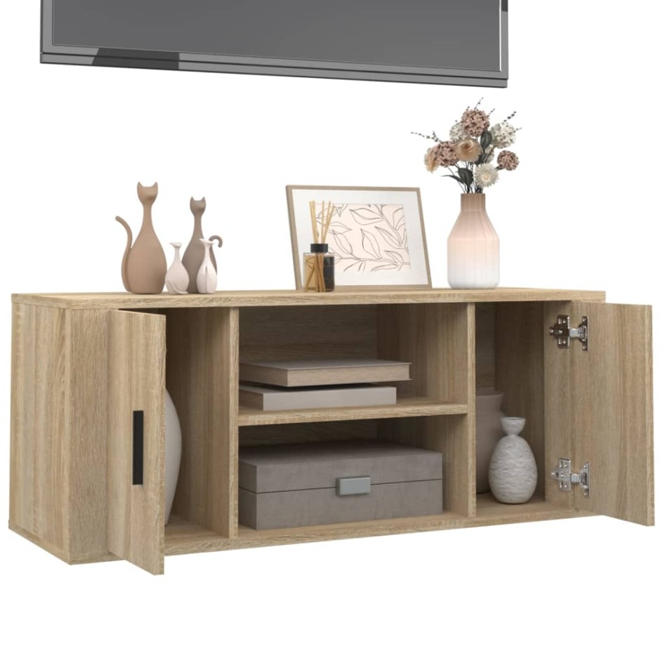 Mueble para TV madera contrachapada color roble 100x35x40