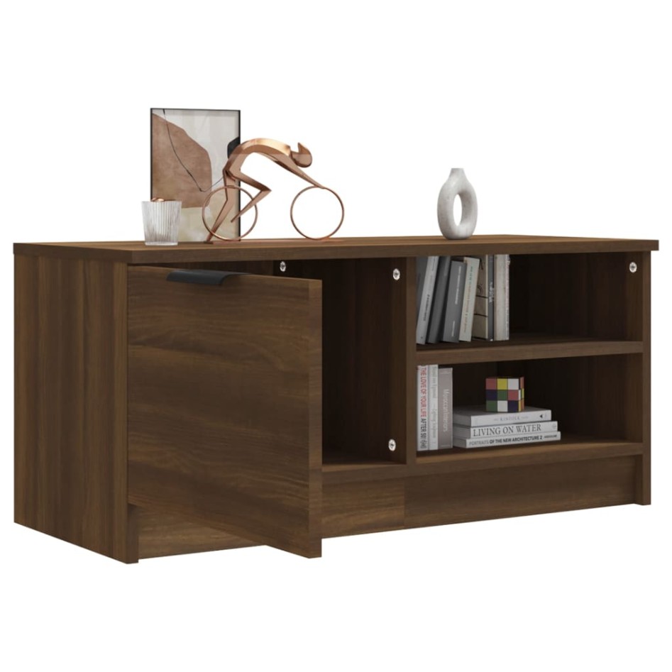 Mueble para TV madera contrachapada marrón roble 80x35x36,5