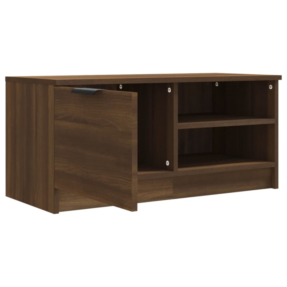 Mueble para TV madera contrachapada marrón roble 80x35x36,5