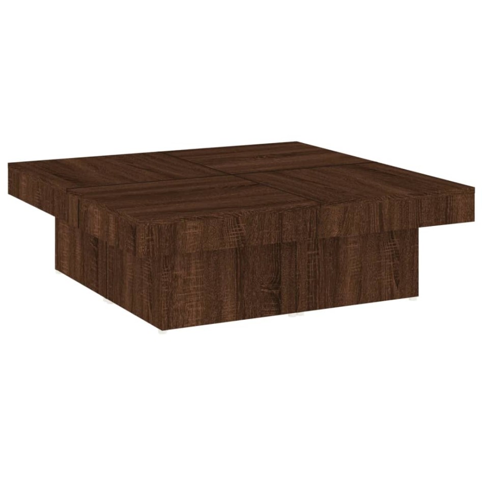 Mesa de centro de madera contrachapada roble marrón 90x90x28