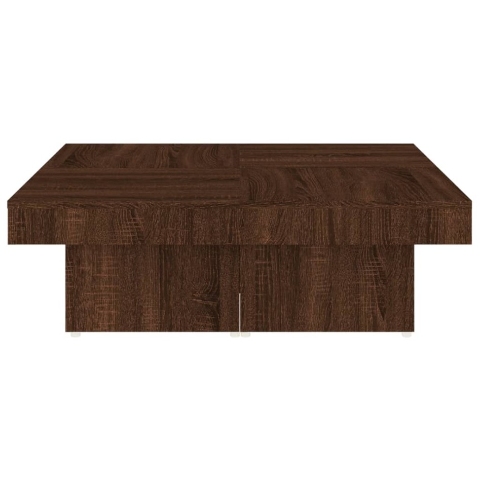 Mesa de centro de madera contrachapada roble marrón 90x90x28