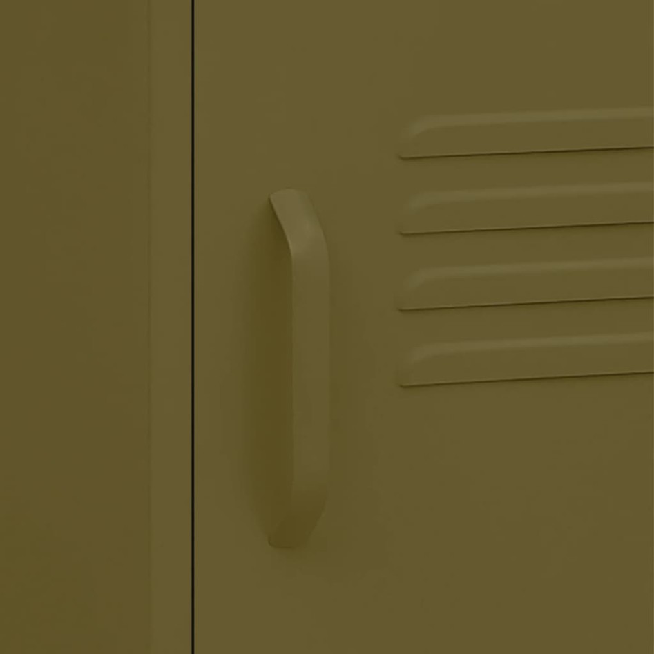 Mesita de noche acero verde oliva 35x35x51