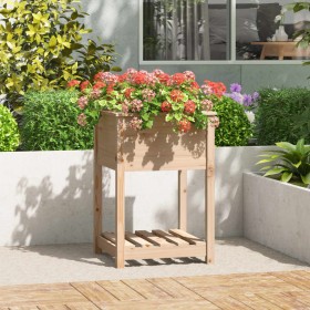 Jardinera con estante de madera maciza de pino 54x54x81