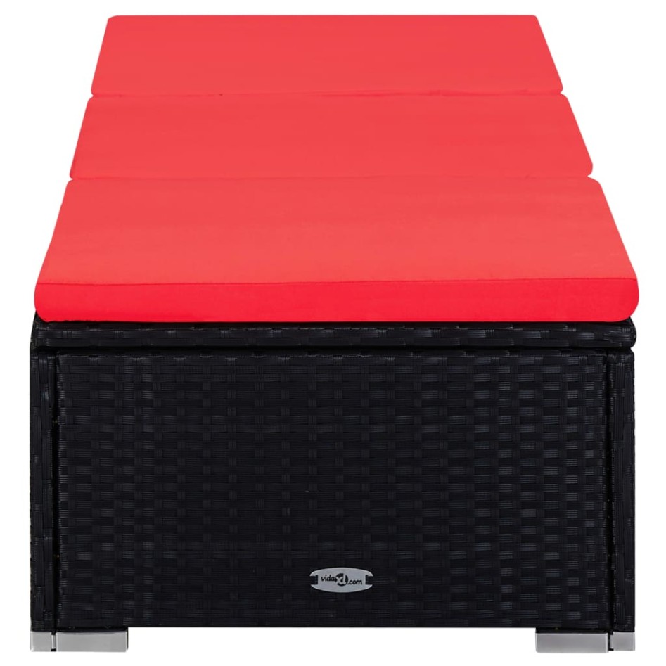 Tumbona con cojín y mesita de ratán sintético