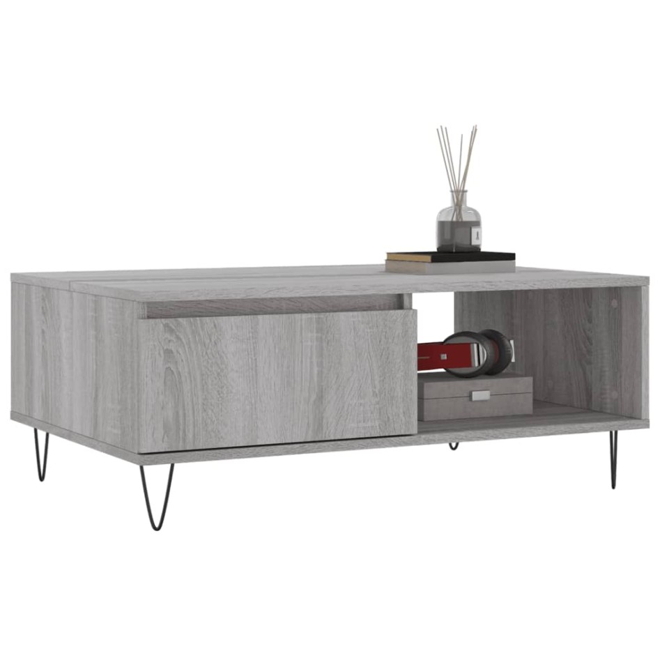 Mesa de centro madera de ingeniería gris Sonoma 90x60x35