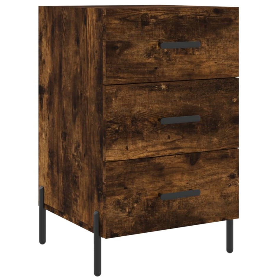 Mesita de noche madera de ingeniería roble ahumado 40x40x66