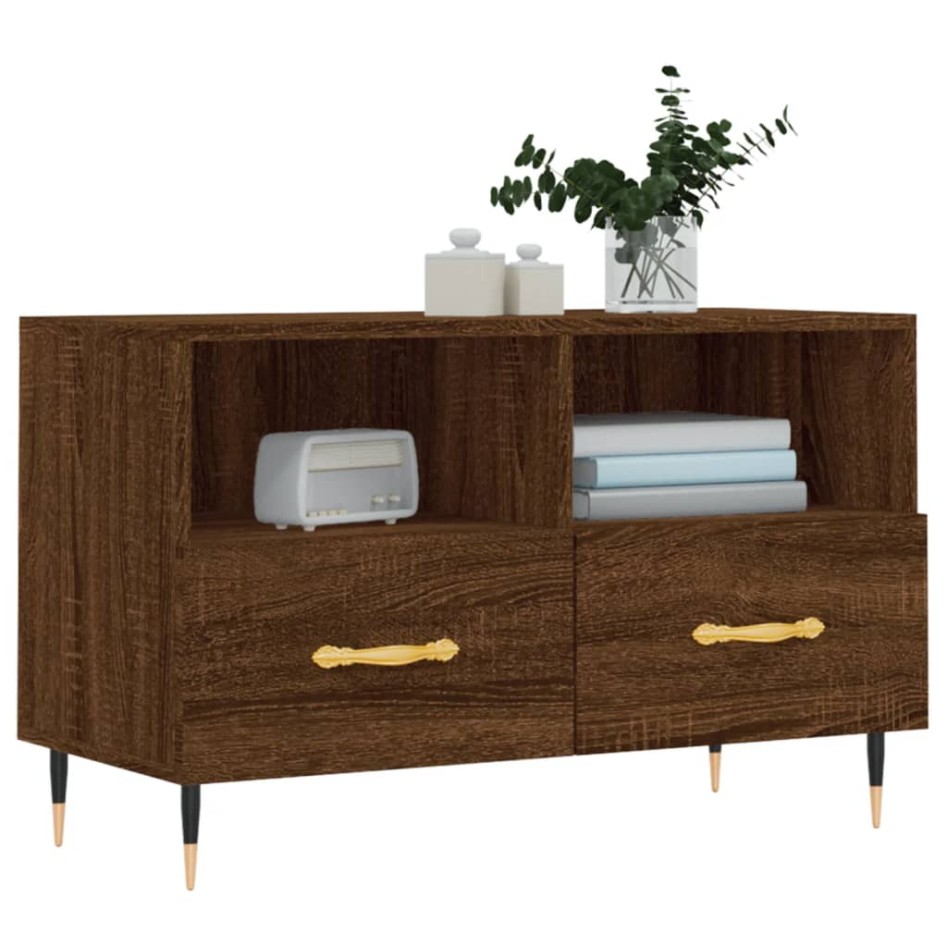 Mueble para TV madera contrachapada roble marrón 80x36x50