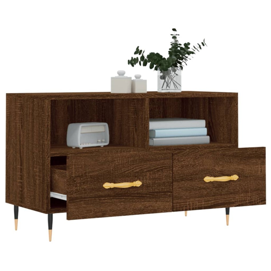 Mueble para TV madera contrachapada roble marrón 80x36x50