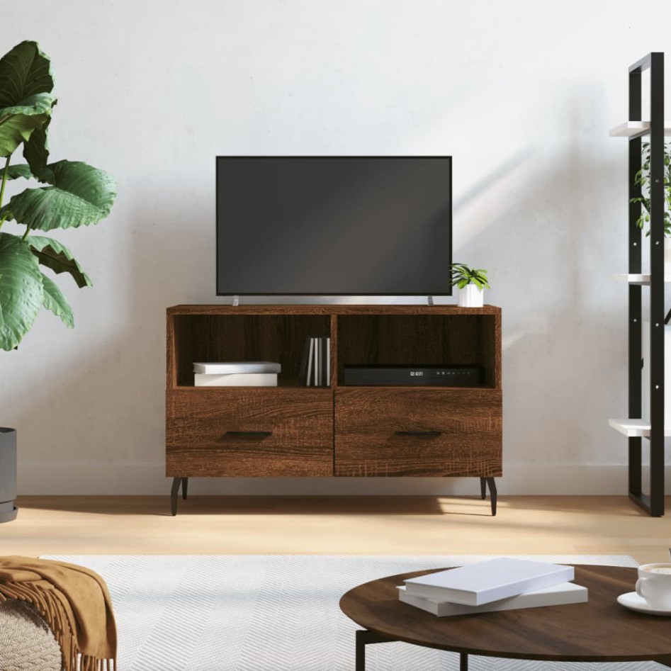 Mueble para TV madera contrachapada roble marrón 80x36x50