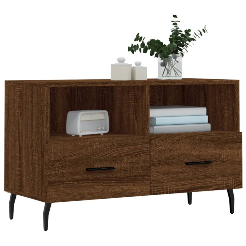 Mueble para TV madera contrachapada roble marrón 80x36x50