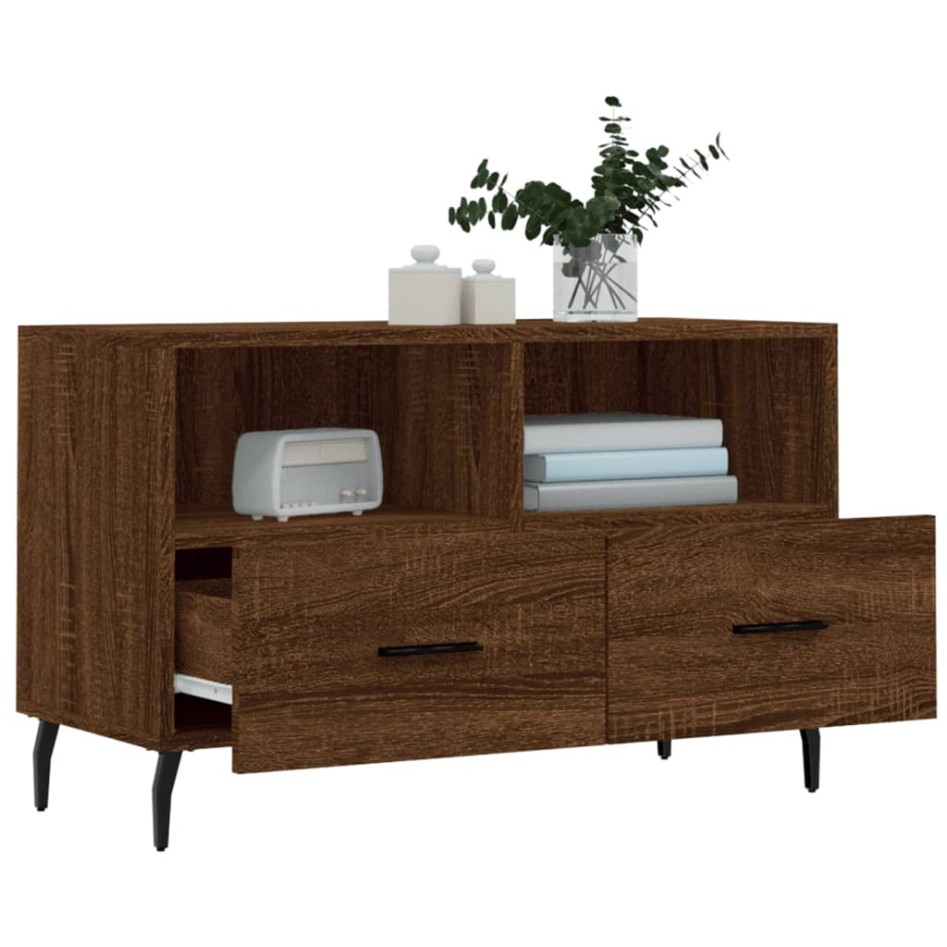 Mueble para TV madera contrachapada roble marrón 80x36x50