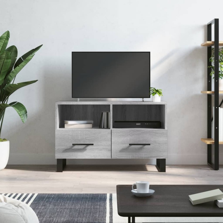 Mueble de TV madera de ingeniería gris Sonoma 80x36x50