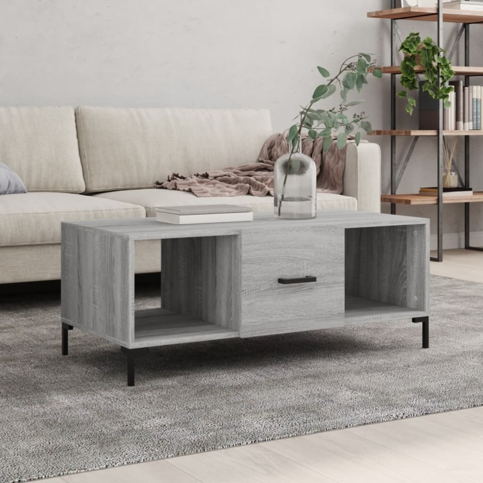 Mesa de centro madera contrachapada gris Sonoma 102x50x40