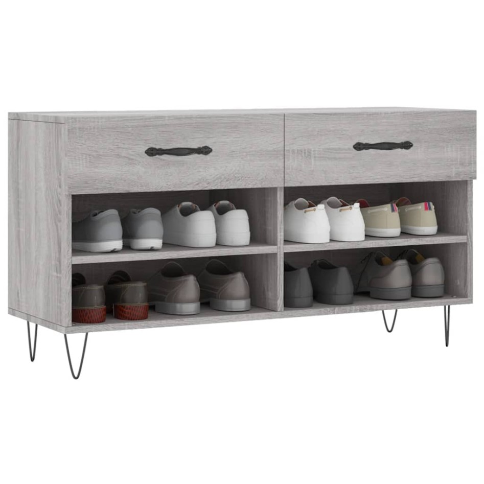 Banco zapatero madera de ingeniería gris Sonoma 102x35x55