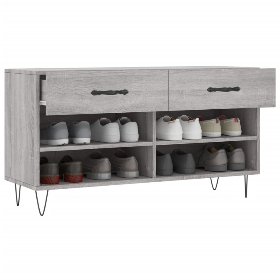 Banco zapatero madera de ingeniería gris Sonoma 102x35x55