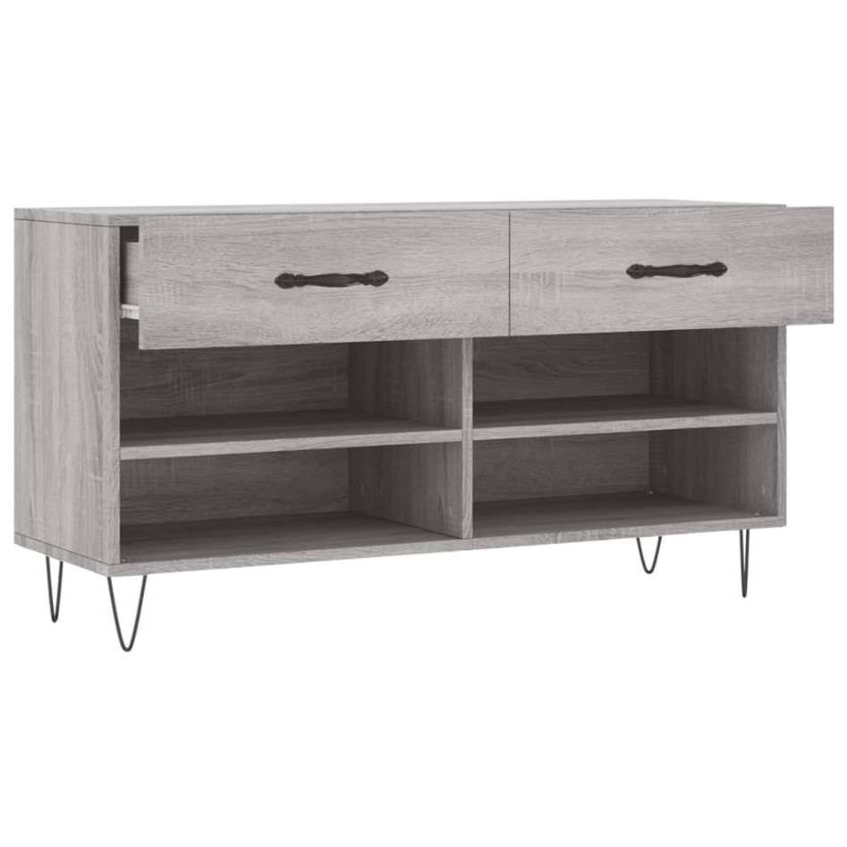 Banco zapatero madera de ingeniería gris Sonoma 102x35x55