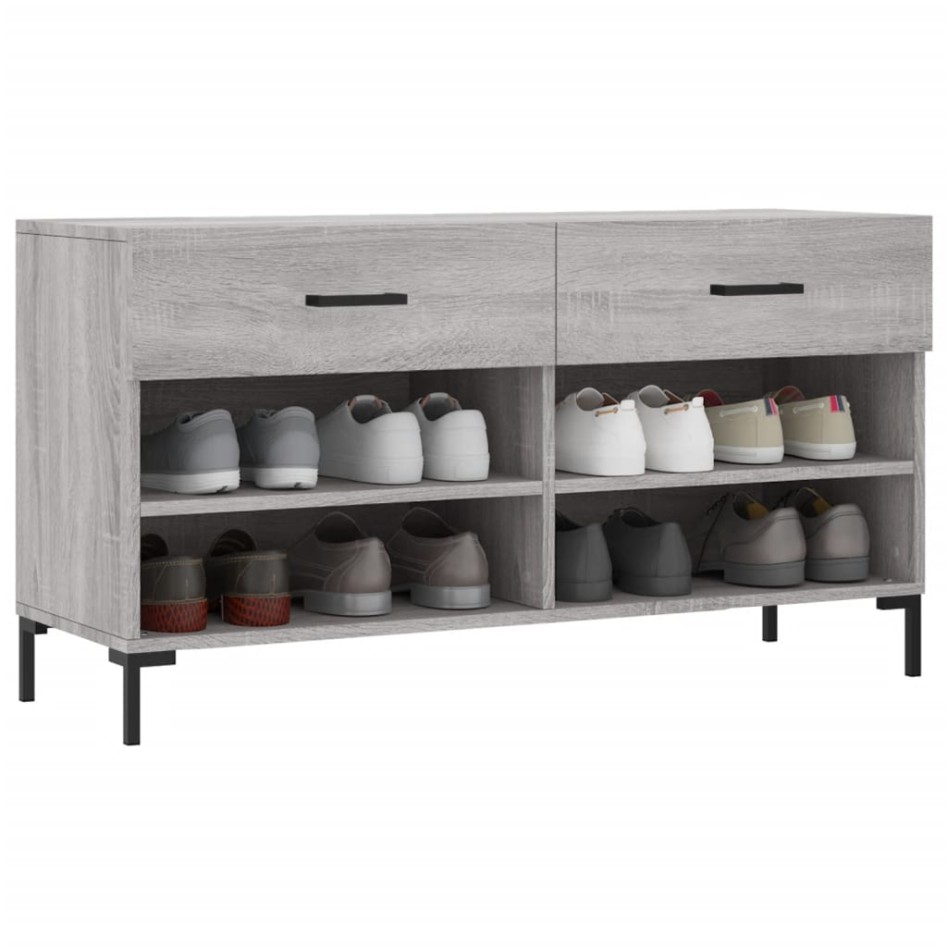 Banco zapatero madera de ingeniería gris Sonoma 102x35x55